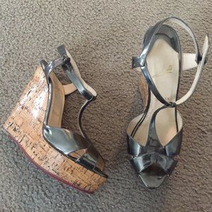 Christian Louboutin Cork Wedge strappy sandal shoe